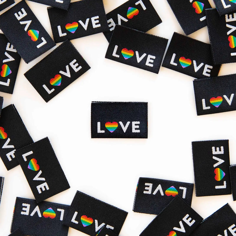Love Pride Heart - Woven Sewing Labels by Sarah Hearts, Set of 8
