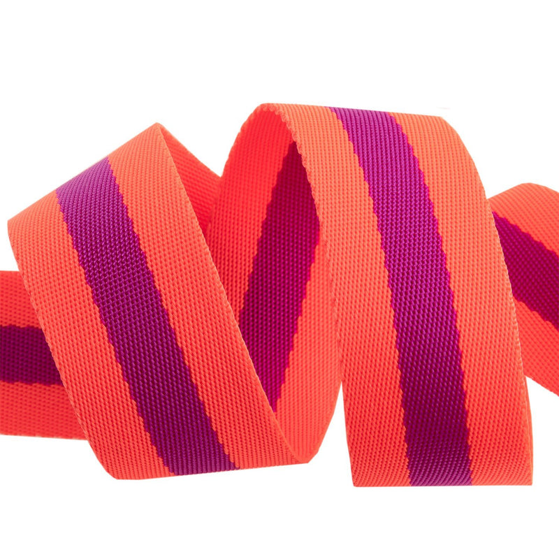 Tula Pink's 1.5" Watermelon and Plum Nylon Webbing, By the Yard