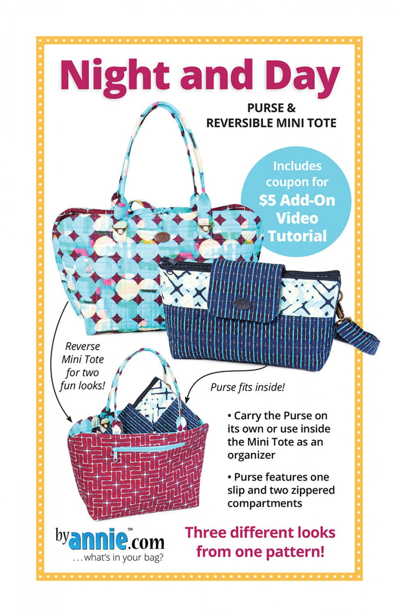 ByAnnie Night and Day Purse & Reversible Mini Tote Pattern, Video Tutorial included