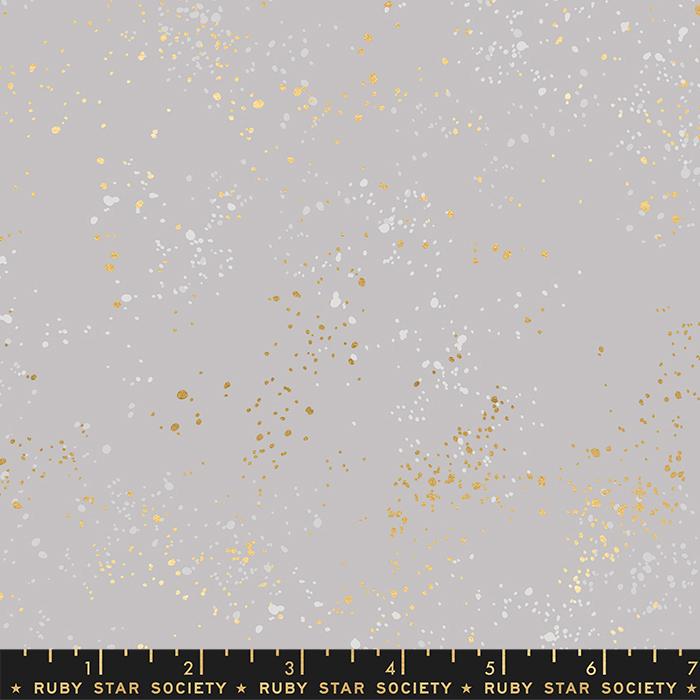 Speckled 108" Wide Quilt Backing, Gray with Metallic Gold