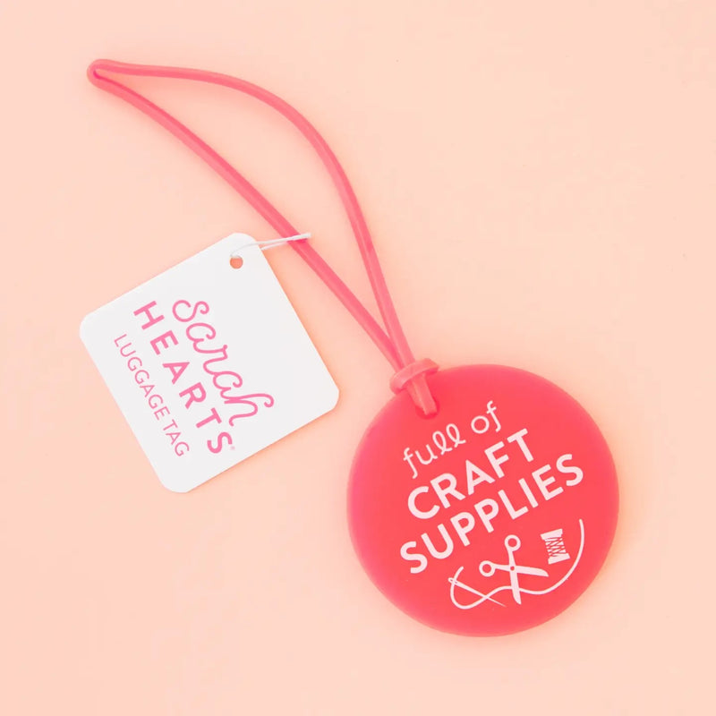 Full of Craft Neon Pink Supplies Luggage Tag by Sarah Hearts