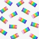 Handmade / Me Made Rainbow Stripe, Sew-on Cotton Labels by KATM, pack of 6