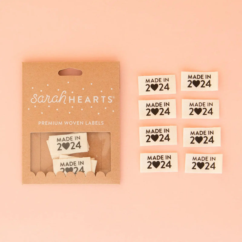 Made in 2024- Organic Cotton Label by Sarah Hearts, Set of 8