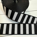 Bold Stripe 1.5" Wide Black/White Webbing, by the Yard!