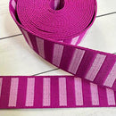 Bold Stripe Web Berry/Peony 1.5" Wide Black/White Webbing, by the Yard!