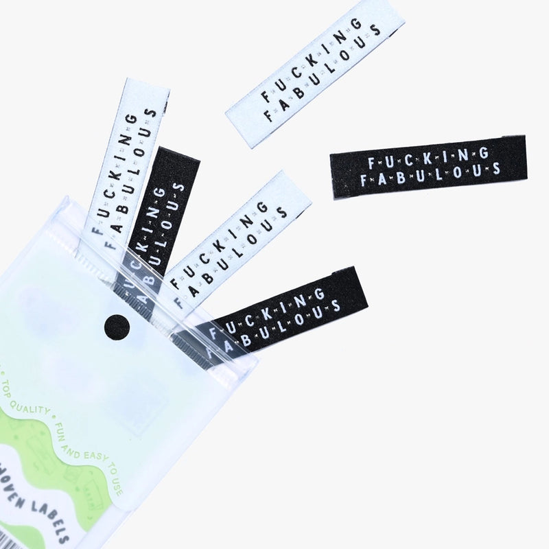 'fucking Fabulous', Sew-on Cotton Labels by KATM, pack of 6