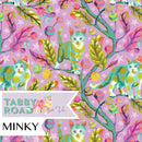 Tula Pink's Tabby Road Déjà Vu Club Kitty - Electroberry (Minky) 60" wide