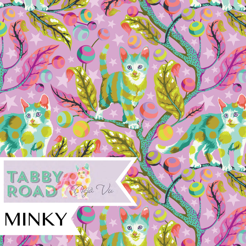 PREORDER Tula Pink's Tabby Road Déjà Vu Club Kitty - Electroberry (Minky) *July 2024