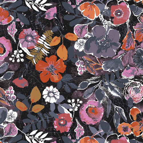 Eerie, Night Bloom Black by Katarina Roccella for Art Gallery Fabrics