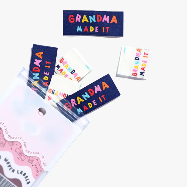 'Grandma Made It - Grandma Loves You!' Sew-on Cotton Labels by KATM, pack of 6