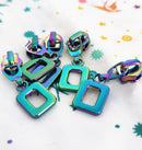 Rectangle Charm Rainbow Iridescent