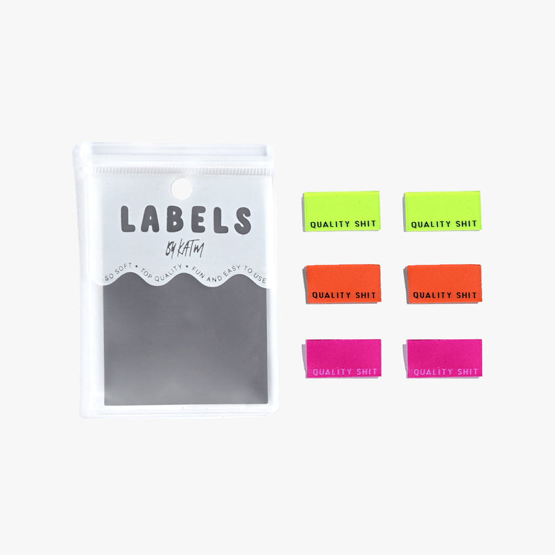 Quality Shit, Sew-on Cotton Labels by KATM, pack of 6