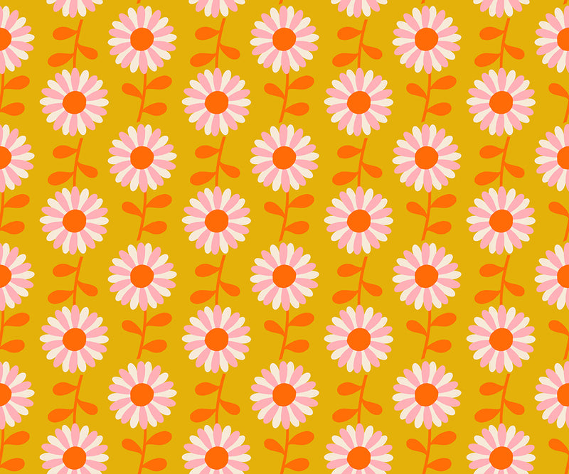 Flowerland by Melody Miller for Ruby Star Society - Field of Flowers in Goldenrod