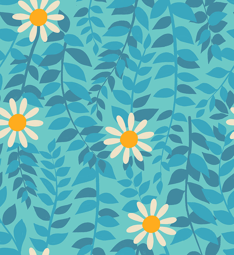 Flowerland by Melody Miller for Ruby Star Society - Daisies in Turquoise
