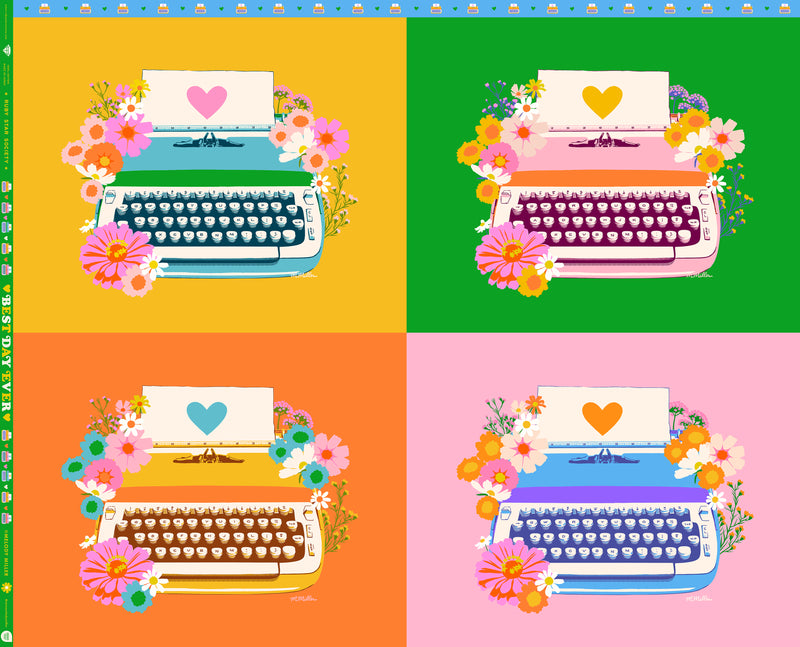 Best Day Ever, Typewriter Panel in Multi, by Melody Miller - Ruby Star Society