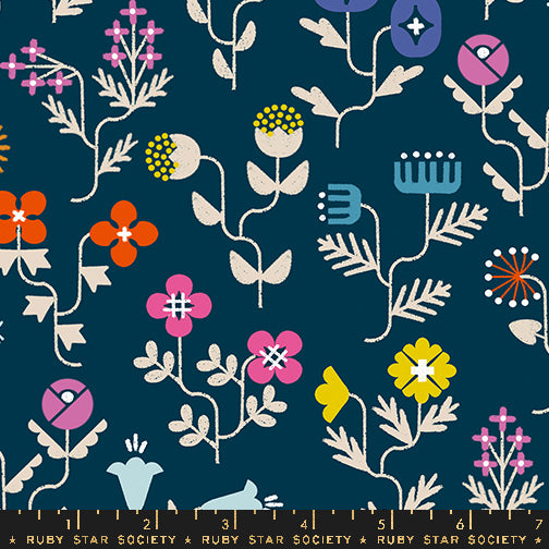 Salutations, Forget Me Not CANVAS in Navy, by Rashida Coleman-Hale For Ruby Star Society