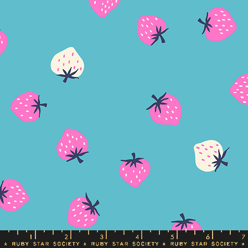 Strawberry, Strawberry Toss in Turquoise, by Kimberly Kight for Ruby Star Society