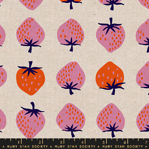 Strawberry, Strawberry Canvas in Natural by Kimberly Kight for Ruby Star Society