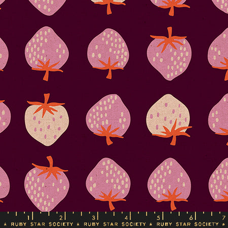 Strawberry, Strawberry Canvas in Deep Plum by Kimberly Kight for Ruby Star Society