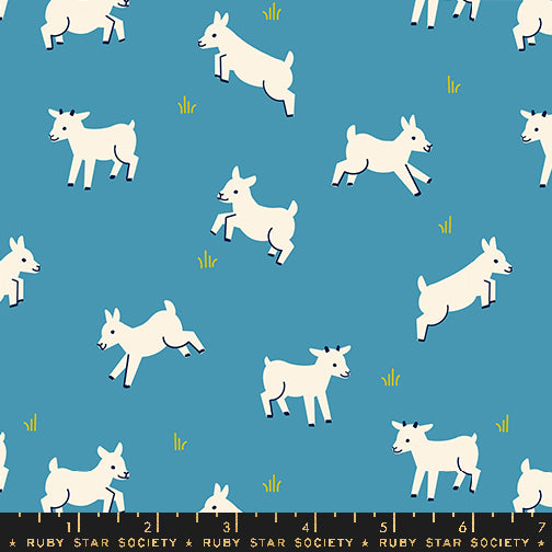 Animal Animal Baby Goats in Vintage Blue - by Ruby Star Society