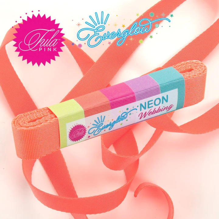 Tula Pink Neon EverGlow 1" Nylon Webbing - Lunar Orange