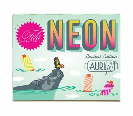 Aurifil Neon's & Neutrals by Tula Pink 3 Large Spools Box