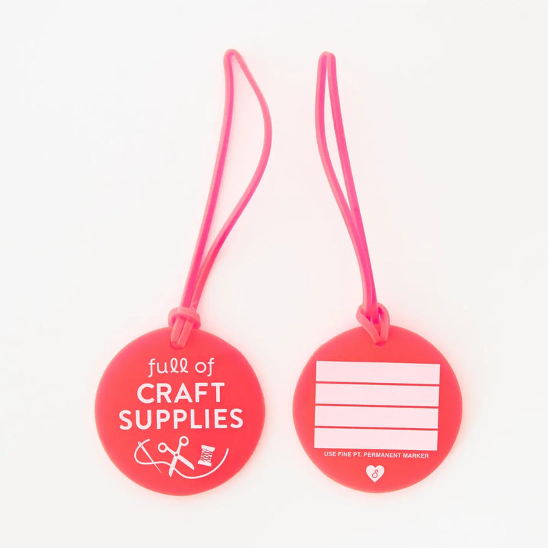 Full of Craft Neon Pink Supplies Luggage Tag by Sarah Hearts