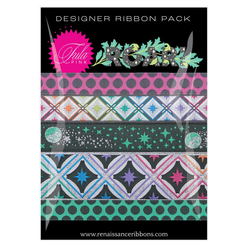 Tula Pink ROAR - Storm Designer Ribbon Pack, 5 designs