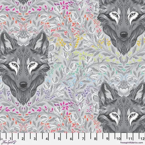 Tula Pink's Wolf of Pink Street - Fog