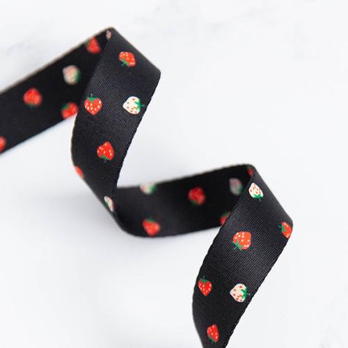 Mini Berry In Black 1" Wide Webbing, Ruby Star Society, by the Yard!