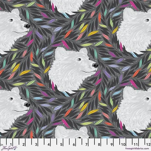 Tula Pink's Just Bearly - Carbon, Graywork