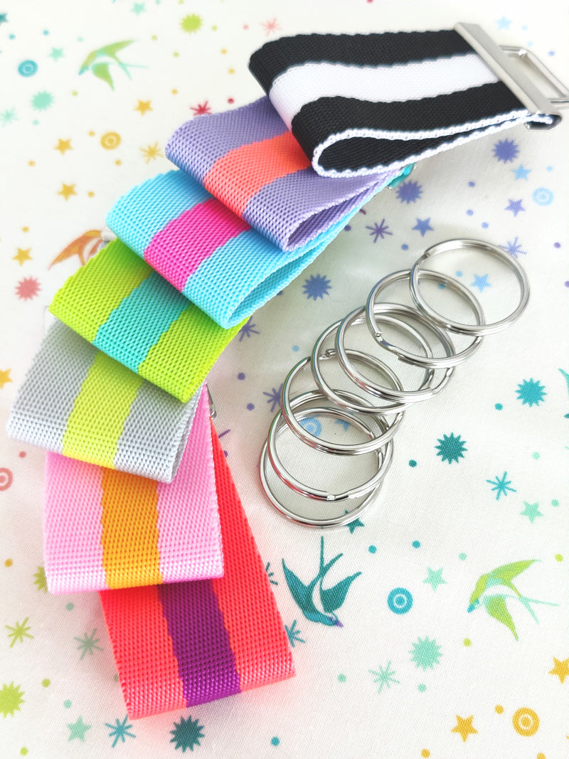 Tula Pink's 1.5" Webbing Swatch Samples, 7 colors!
