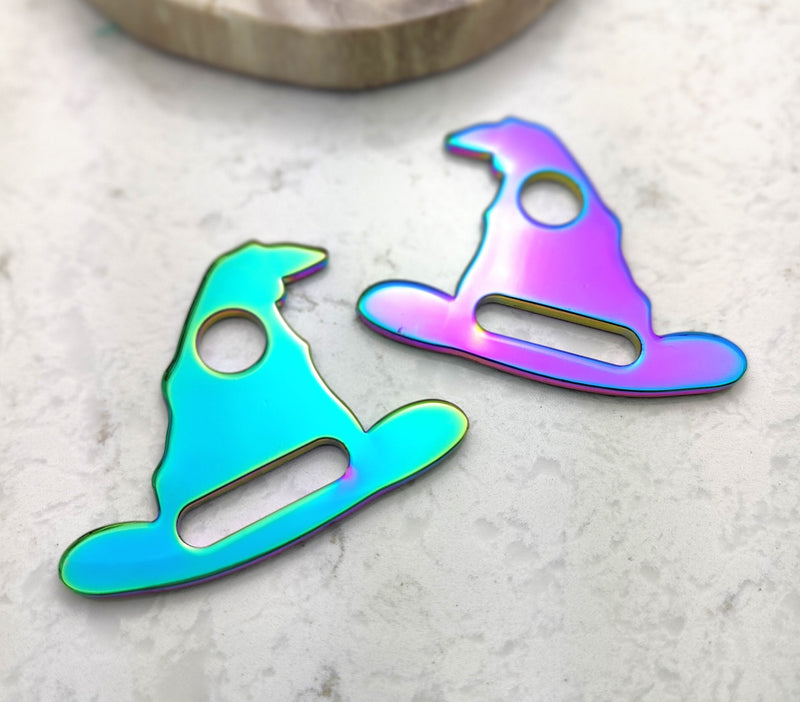 Rainbow Iridescent 1" Triangle Witch Hat Ring, Set of 2