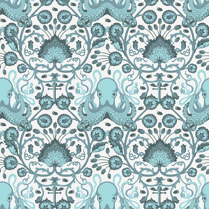 Tula Pink Saltwater, Octo Garden Blue, by the Fat Quarter