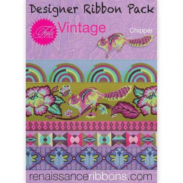 Tula Pink's Limited Edition Vintage Ribbon - Chipper Purple Collection!