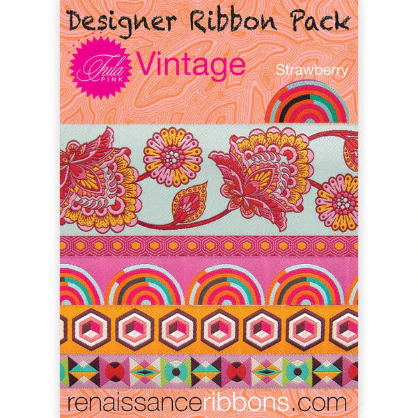 Tula Pink's Limited Edition Vintage Ribbon - Strawberry Collection!