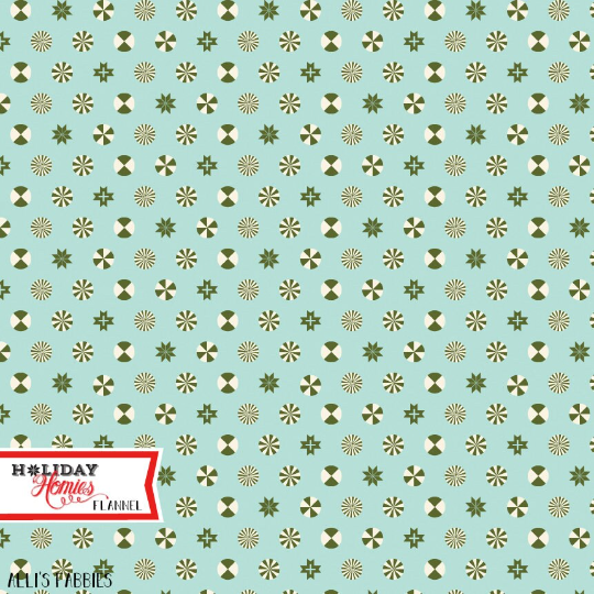 Tula Pink's Holiday Homies Flannel - Peppermint Stars, Pine Fresh