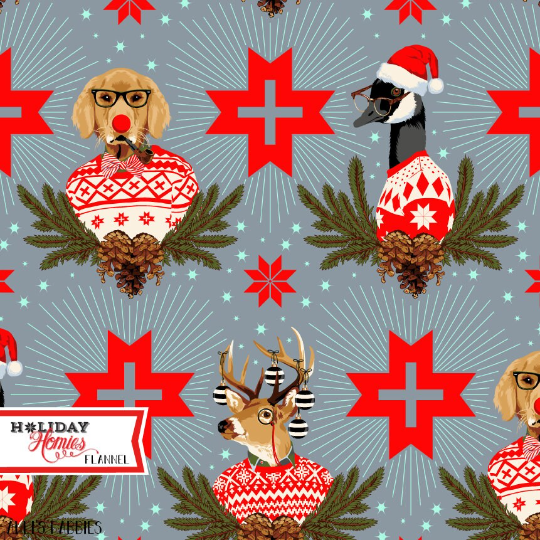 Tula Pink's Holiday Homies Flannel - Buck, Buck, Goose, Spruce