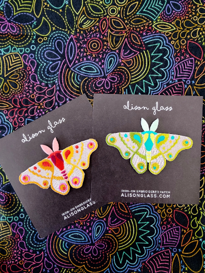 Alison Glass Embroidered Moth Patches!