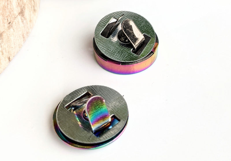 Iridescent Rainbow 3/4" Magnetic Snap Closure, set of 2