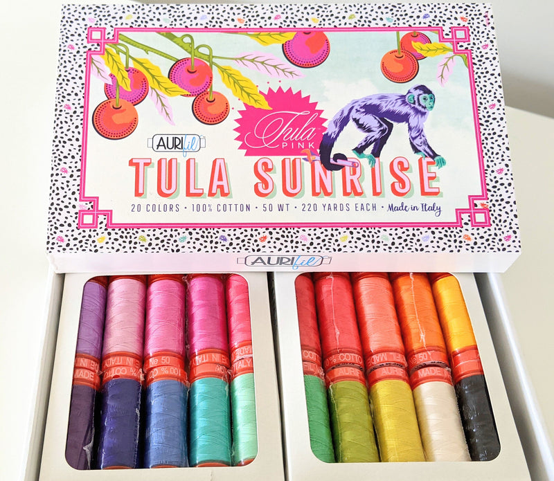 Tula Pink Sunrise Monkey Wrench Aurifil 20 Spool Collection, 50wt Cotton Thread
