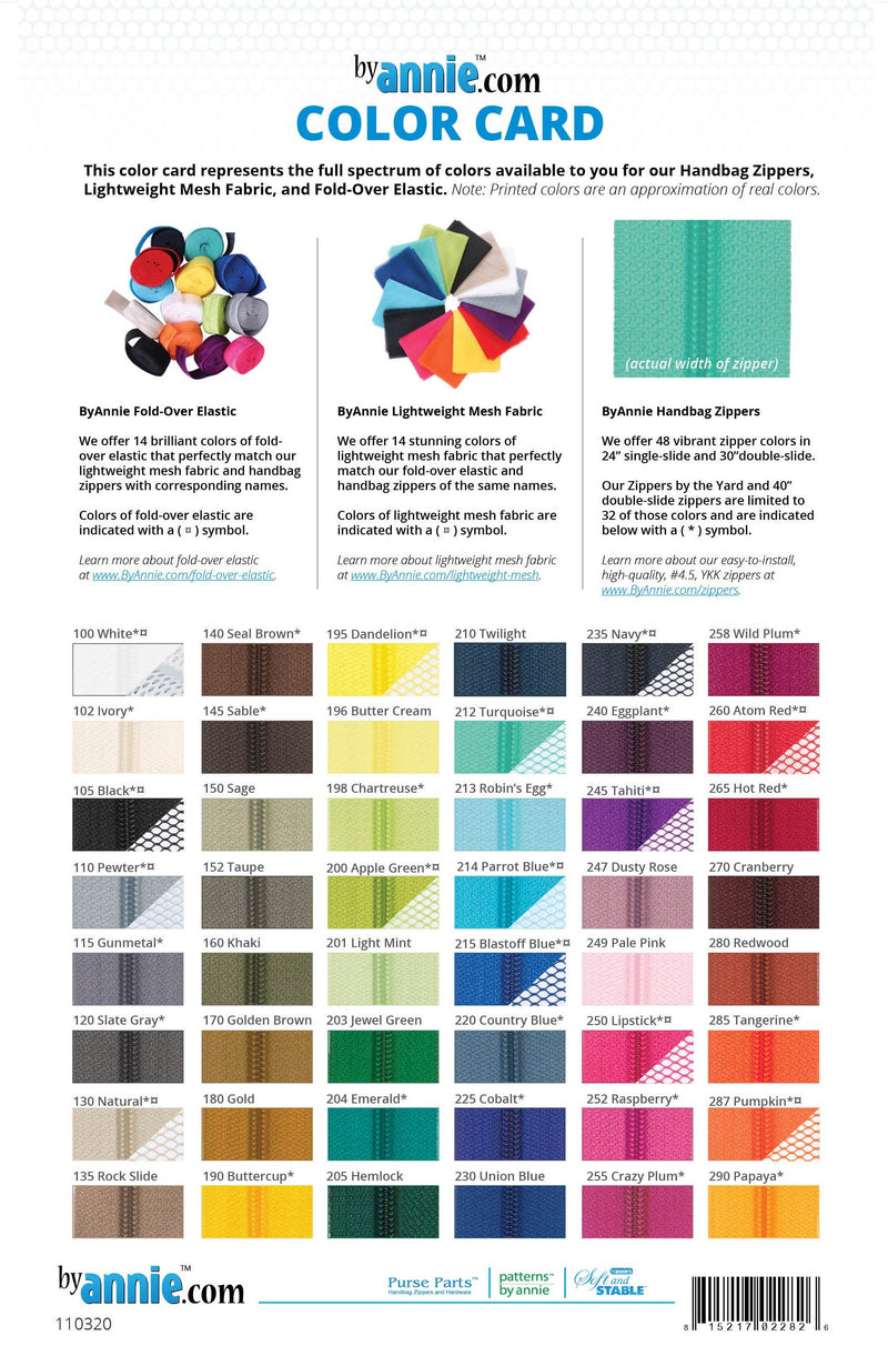 ByAnnie Light-Weight Mesh Color Sample Swatch card Pack