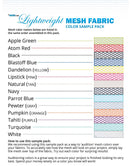 ByAnnie Light-Weight Mesh Color Sample Swatch card Pack