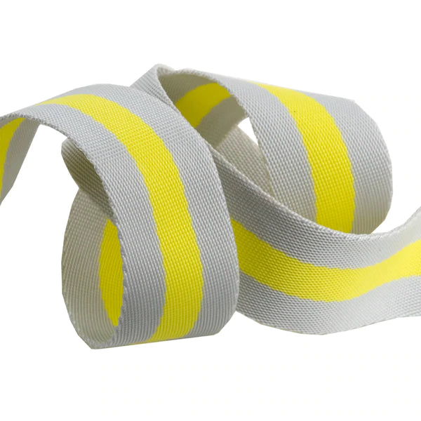 Tula Pink's 1.5" Nylon Webbing 2 yard Pre-cut Pack,Soft Gray + Yellow