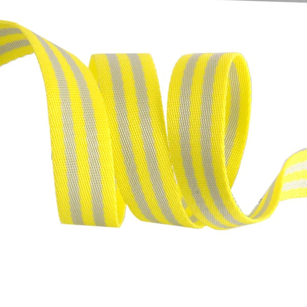 Tula Pink's 1" Gray+Yellow Nylon Webbing, By the Yard